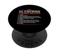10 Cosas Que Quiero en mi Vida Coches Más Coches - Coche Divertido PopSockets PopGrip Adhesivo