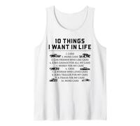 10 Cosas Que Quiero en mi Vida Coches Más Coches Mecánico Coche Camiseta sin Mangas