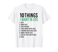 10 Cosas que quiero en mi vida Gatos Más Gatos Hombre Camiseta