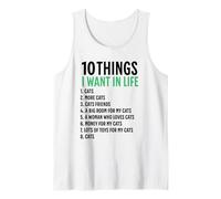 10 Cosas que quiero en mi vida Gatos Más Gatos Hombre Camiseta sin Mangas