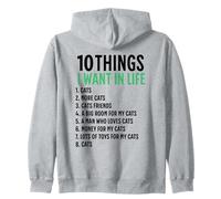 10 Cosas que quiero en mi vida Gatos Más Gatos Mujer Sudadera con Capucha