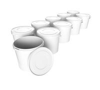 10 cubos con tapa, 10 l, redondos, de plástico, aptos para alimentos, herméticos y estables, vacíos con asa y tapa, aptos para productos químicos y adhesivos en polvo