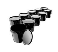 10 cubos de plástico con tapa, 5 l, redondos, aptos para alimentos, herméticos y estables, con asa para alimentos, productos químicos y adhesivos adecuados