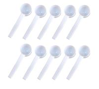 10 cucharas medidoras de plástico blanco de 5 gramos/10 ml con mango largo, mini cucharas pequeñas para medir granos de café, proteínas y especias (parte inferior redonda)