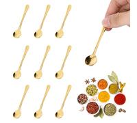 10 cucharas pequeñas de acero inoxidable para tarros de especias, cucharas de café doradas, cucharas de café de 7,5 x 1,5 cm, cucharas de espresso dulces, para café, miel, sal, azúcar y especias