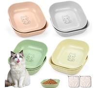 10 cuencos para gatos, cuencos para gatos con 2 paños de cocina, cuencos planos para gatos, cuencos cuadrados para gatos, comederos para gatos, comederos para gatos, multicolor
