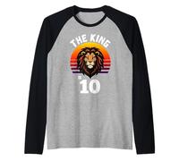 10 cumpleaños Animal León El Rey Tiene 10 años Divertido Camiseta Manga Raglan