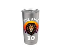 10 cumpleaños Animal León El Rey tiene 10 años Divertido Vaso térmico de acero inoxidable de doble pared