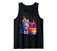 10 cumpleaños lindo gato 10 años Bday Party Kitty Cat Lover Camiseta sin Mangas