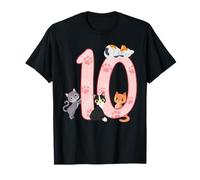10 cumpleaños niñas gatos traje 10 años Camiseta