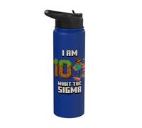 10º cumpleaños What The Sigma Pixel 10 Bday Gamer Boys Kids Stainless Steel Insulated Water Bottle