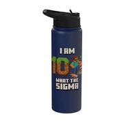 10º cumpleaños What The Sigma Pixel 10 Bday Gamer Boys Kids Stainless Steel Insulated Water Bottle