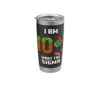 10º cumpleaños What The Sigma Pixel 10 Bday Gamer Boys Kids Vaso térmico de acero inoxidable de doble pared