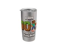 10º cumpleaños What The Sigma Pixel 10 Bday Gamer Boys Kids Vaso térmico de acero inoxidable de doble pared