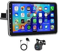 10" Dab+Single DIN Car Stereo Radio, 2G+64G Rotatable Touchscreen Android 14 Universal GPS Navigation with Carplay Android Bluetooth Mirror Link Car Radio Stereo Head Unit
