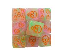 10 dados acrílicos de esquina redonda de 6 lados, patrón de calavera, dados para juegos de mesa, aula, enseñanza, acrílico fácil de usar