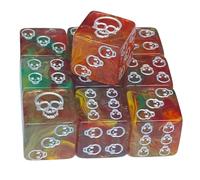 10 dados acrílicos únicos con patrón de calavera, dados redondos de esquina para juegos de rol, dados de juego de mesa de 6 caras, superficies lisas