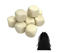 10 dados en blanco con 1 bolsa de almacenamiento, dados de madera, para manualidades, manualidades, matemáticas, juegos de mesa, etc. (20 mm)