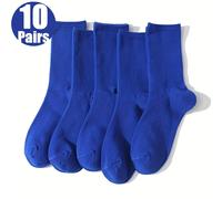 10 de calcetines unisex NCDATE de tobillo medio - Transpirables, absorbentes de , suaves y cómodos, azul real sólido, de poliéster tejido, lavables en máquina para y verano, resistentes al