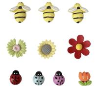 10 Dekorative Kühlschrankmagnete Einem Design Aus Blumen Und Bienen, Ideal, Um Ihrer Küche, Ihrem Büro Oder Ihrer Inneneinrichtung Einen Hauch Von Charme Zu Verleihen.