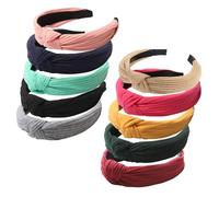 10 diademas anudadas en la parte superior para mujeres y niñas, turbante ancho, aros de tela, envoltura para la cabeza en color sólido, bandas de pelo con nudo cruzado, accesorios antideslizantes para