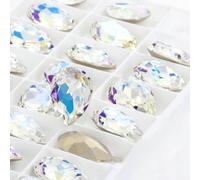 10 diamantes de imitación de cristal K9 con forma de lágrima violeta brillante, con punta de cristal, para pegar en prendas, manualidades, accesorios de joyería, luz de luna, 18 x 25 mm.