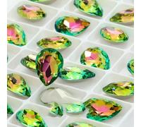 10 diamantes de imitación de cristal K9 con forma de lágrima violeta brillante, con punta de cristal, para pegar en prendas, manualidades, accesorios de joyería - Vitrail Rose - 10 x 14 mm (10 unida