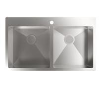 10% Dto. Cata CBS-2 40-40 R10 - Fregadero Sobre Encimera 2 Cubetas Cuadradas Inox