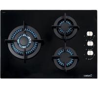 CATA Modelo CCI 5003 BK | Encimera Natural | Inyectores de Gas Butano Incluidos | 3 Quemadores | Ancho de 59 cm | Acabado en Cristal Negro, Acero Inoxidable