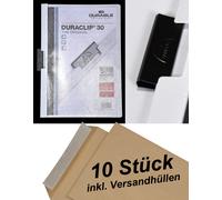 10 Durable Carpeta de Grapas Duraclip 30 , Lámina Rígida Hasta 30 Hoja Blanco +