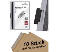 DURABLE 220010 Carpeta de clips Hunke & Jochheim Duraclip Original 30, película dura, hasta 30, hojas, transparente/gris, 1 unidad