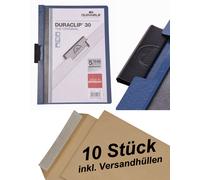 10 Durable Carpeta de Grapas Duraclip 30 , Lámina Rígida Hasta 30 Hoja Oscuro +
