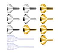 10 embudos pequeños de metal de 1.3 x 1 pulgada con 2 pipetas para llenar botellas y recipientes, aceite y líquido, embudo de metal pequeño con pipeta