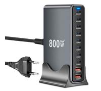 10 en 1 & 800 W USB C cargador múltiple GaN III USB cargador rápido múltiple con 8 x USB-C + 2 x USB-A, Power PD140W, 100 W, 65 W, 30 W, estación de carga USBC para MacBook Pro/Air, iPhone, iPad