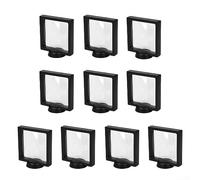 10 expositores de monedas y soporte flotante para monedas, marco flotante 3D, vitrina flotante para monedas, sellos, joyas, 110 x 110 mm (negro)