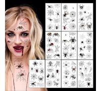 10 Feuilles Halloween Araignée Tatouages Temporaires Autocollant de Tatouage d'araignée Tatouages Temporaires pour visage araignée Araignée Tatouage Visage