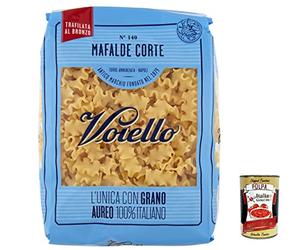 10 fideos Voiello Pasta Mafalda Corta, 100% italiana N140 500 g + Polpa Gourmet Italiano 400 g