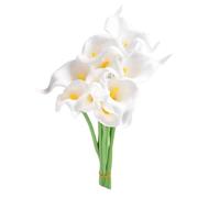 10 flores artificiales de lirio de cala para decoración de bodas y arreglos del hogar, 34 cm de longitud para un fácil peinado (blanco)