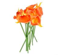 10 flores artificiales de lirio de cala para ideas creativas de decoración del hogar, 34 cm (rojo atardecer)