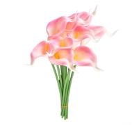 10 flores artificiales de lirio de cala para ideas creativas de decoración del hogar, 34 cm (rosa claro)