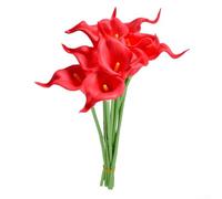 10 flores artificiales de lirio de cala que mejoran la decoración de tu hogar y eventos con toques elegantes, 34 cm de largo (rojo)