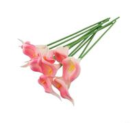 10 flores artificiales realistas de lirio de cala para decoración del hogar, tallos flexibles para un fácil arreglo, 34 cm de longitud (rosa claro)