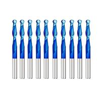 10 fresas de 0.125 in con vástago de punta de bola de carburo de 2 flautas en espiral, brocas de grabado CNC(Nano Blue Coated,3.175x1x6)