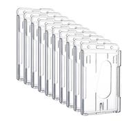 10 fundas de plástico duro para tarjetas de identificación, fundas transparentes para tarjetas de identificación, plástico duro con ranura para el pulgar, 6 x 10 cm, funda protectora para