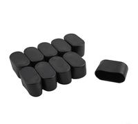 10 fundas ovaladas de goma para patas de silla para mesa y silla, protección del suelo, hechas de PVC y goma para varios tipos de suelos duros (negro, 16 x 34 mm)