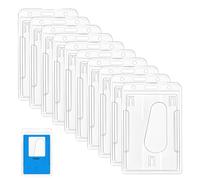 10 fundas para tarjetas de identificación de plástico duro, 8,6 x 5,4 cm, fundas transparentes para tarjetas, protección para tarjetas con ranura para el pulgar vertical para la escuela o la oficina