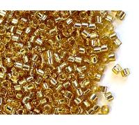 10 g Delica perlas de cristal 11/0, oro con agujero plateado, perlas japonesas Miyuki (Delica Seed Beads)