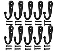 10 ganchos negros pequeños para colgar abrigos, tornillos de 21 x 12 x 30 mm, 10 unidades, pequeños, adecuados para baño, fuertes y muy hermosos, exquisitos y elegantes (negro)