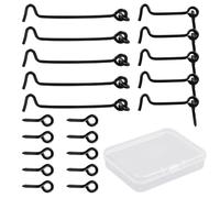 10 ganchos para pestillo de puerta con caja de almacenamiento transparente, cierre de ojal, exterior e interior, pequeño gancho y pestillo