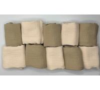 10 Gasas Muselinas Algodón Orgánico 48X24 Cm Bebés. Toallas Bebé Recién Nacido Muselinas Bebé Algodón Baberos Muselina Ecofriendly, Toallitas Reutilizables. (Arena/Beige)